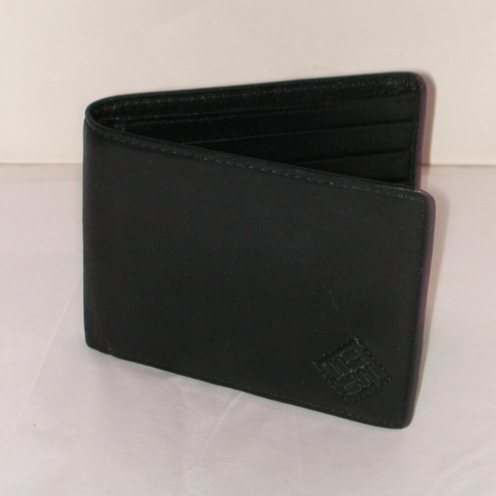 Columbia Mens Bi-fold Leather Wallet Black NWOT